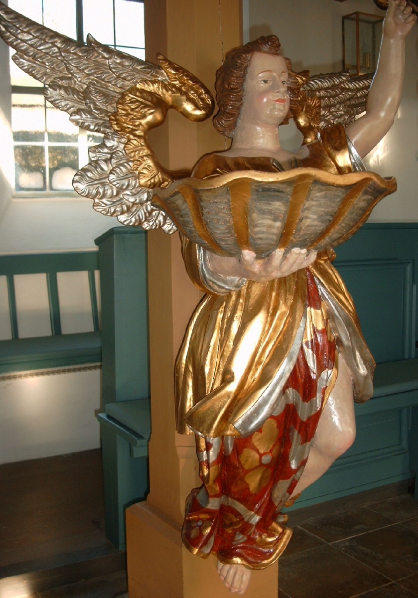 Taufengel 1742, Kirche Marlesreuth, gefertigt von Wolfgang Adam Knoll, Hof Taufengel